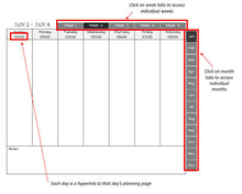 Load image into Gallery viewer, 2022 Planner Daily Scheduler Landscape Booklet | reMarkable 1 and 2 compatible templates - PDF with Hyperlinks for easy navigation