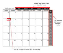 Load image into Gallery viewer, 2022 Planner Landscape Booklet | reMarkable 1 and 2 compatible templates - PDF with Hyperlinks for easy navigation