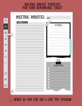 Load image into Gallery viewer, reMarkable | Meeting Minutes template
