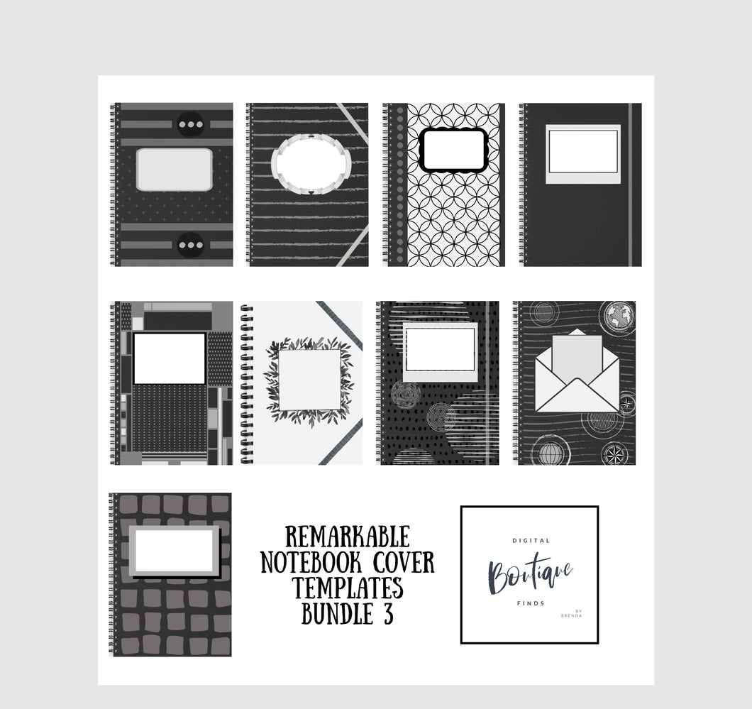 reMarkable 1 & 2 | Notebook Cover Templates - bundle 3 for your reMarkable 1 or 2 tablet