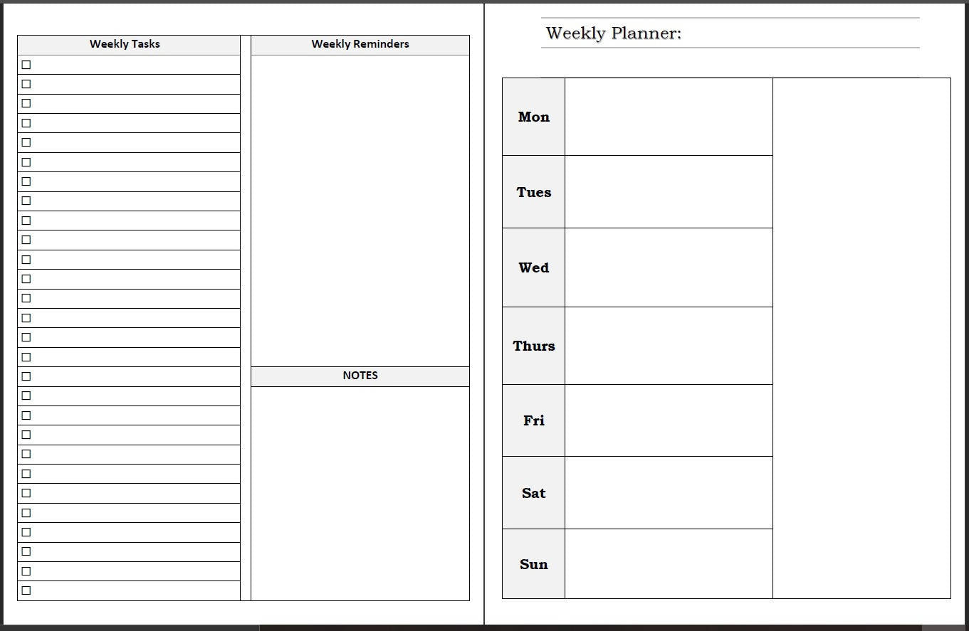 7 Day Weekly Planner – YouMarkable for Free Printable 7 Day Weekly Planner